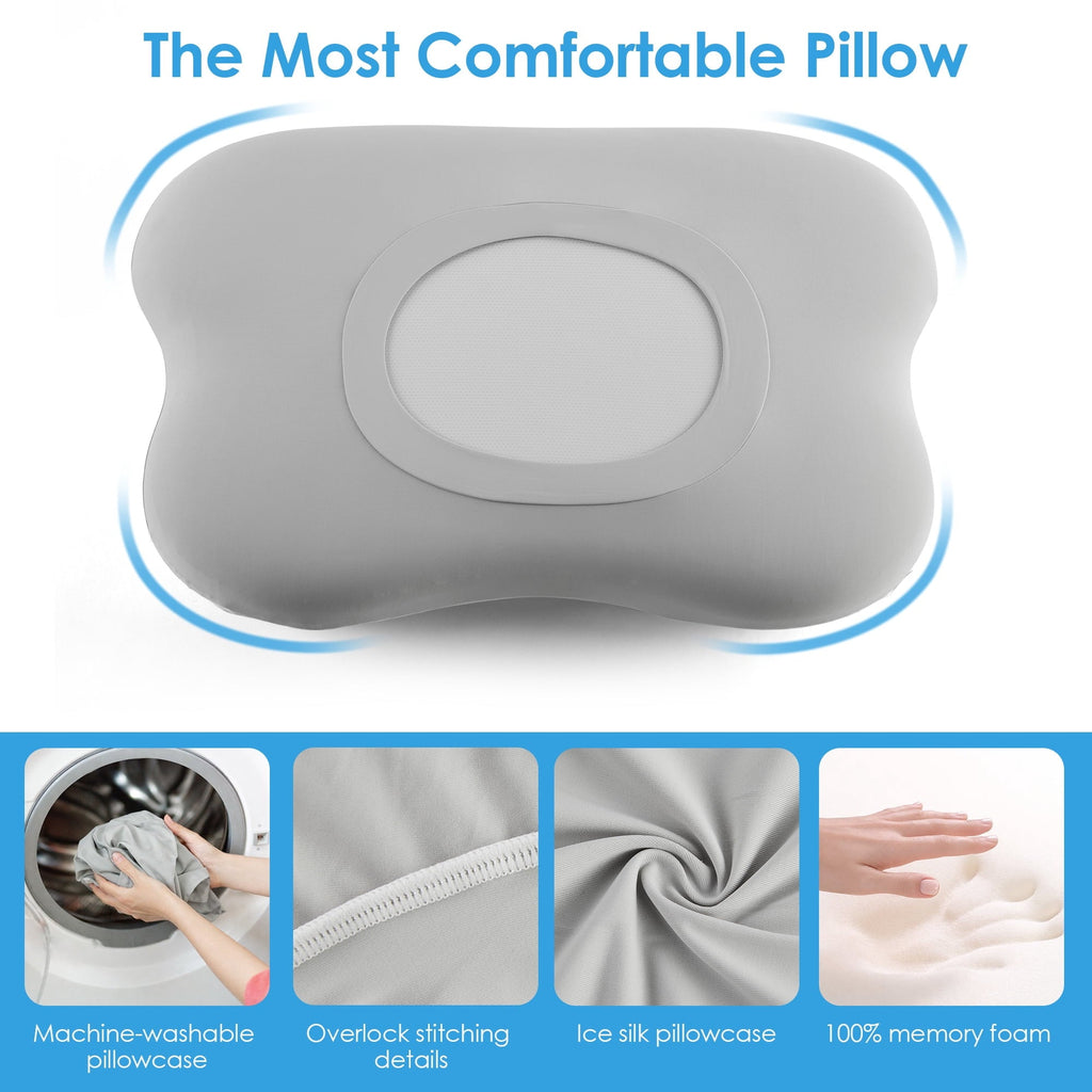 Ergonomic Memory Foam Cervical Pillow Orthopedic Cervical Pillow for Neck Pain Relief, Memory Foam Bed Pillow with Pillowcase, Contour Bed ... - Ergonomic Memory Foam Pillow for Neck Pain Support Detail