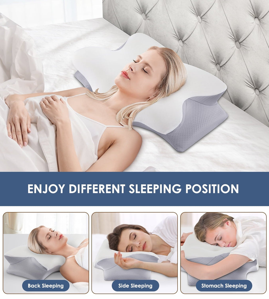Fluffy Shredded Cervical Pillow for Neck Pain Relief, Contour Memory Foam Pillows, Odorless Ergonomic Neck Pillow Adjustable Orthoped... - Ergonomic Memory Foam Pillow for Neck Pain Support Detail