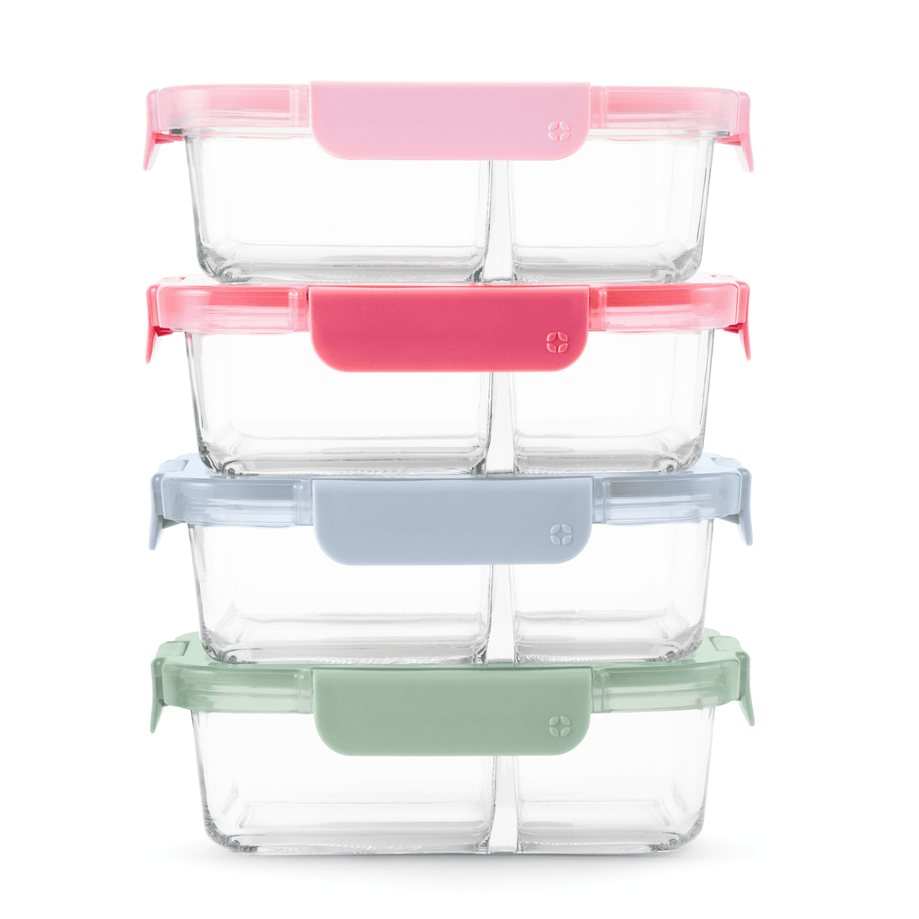 Playful Geometric 8pc 3.4 Cup Divided Glass Meal Prep Set - Deliciously Soft Cupcake Sensory Glob Detail