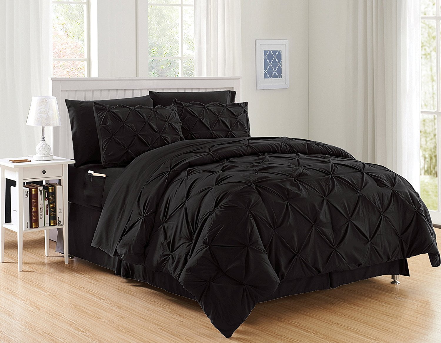Fluffy Down Alternative 8 Pieces Prestige Soft and Comfortable Collection Comforter Set, Full/Queen, Black - Cloud-Like Soft Lightweight Bed Comforter - Default Title