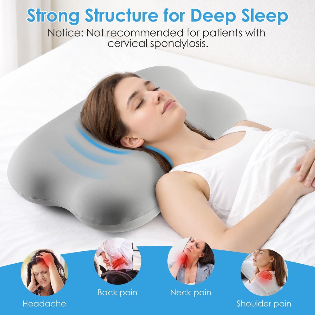 Ergonomic Memory Foam Cervical Pillow Orthopedic Cervical Pillow for Neck Pain Relief, Memory Foam Bed Pillow with Pillowcase, Contour Bed ... - Ergonomic Memory Foam Pillow for Neck Pain Support Detail