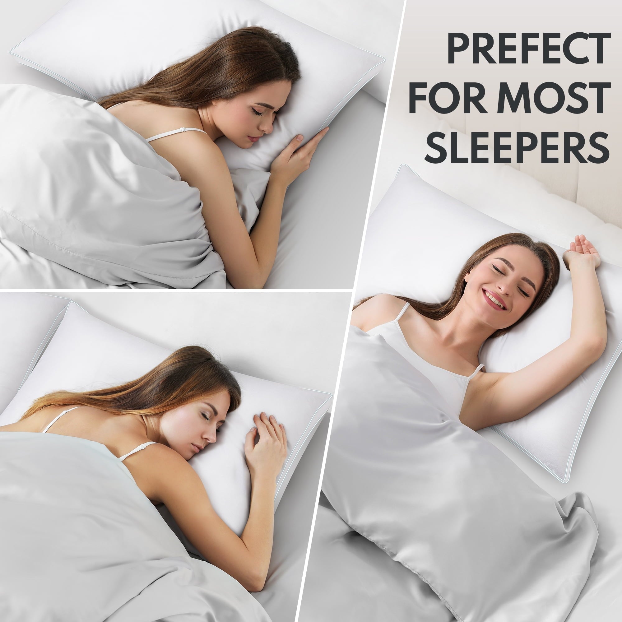 Hotel Collection Goose Feather Down Pillows, Gusseted Bed Pillows Queen Size Set of 2, Luxury Hotel Collection Fluffy Pillows 100% Cot... - Orthopedic Shredded Foam Bed Pillow Set Detail