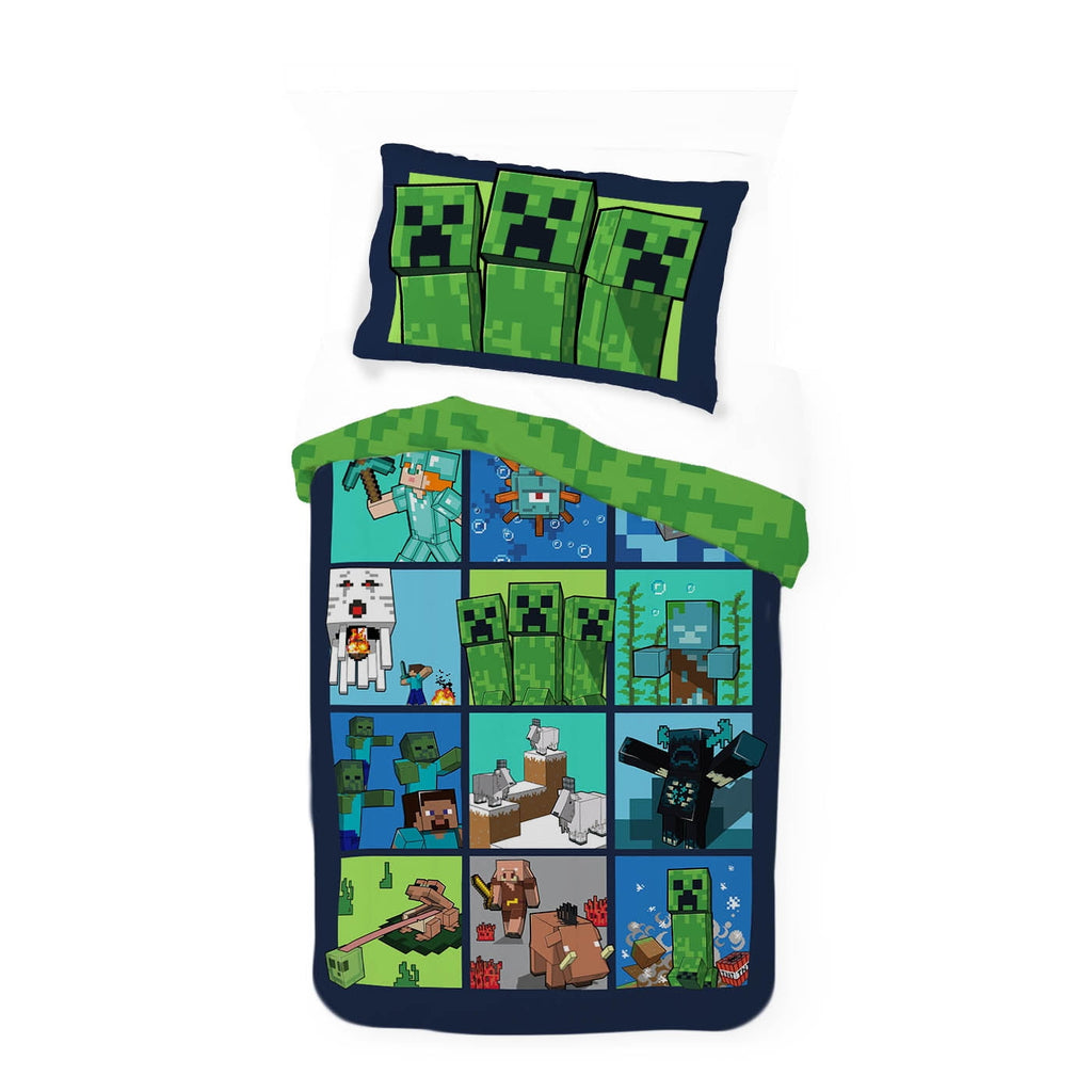 Hypoallergenic Cloud Kids 2 Piece Green Reversible Comforter and Pillowcase Bedding Set, Twin/Full - All-Season Down Alternative Comforter Insert Detail