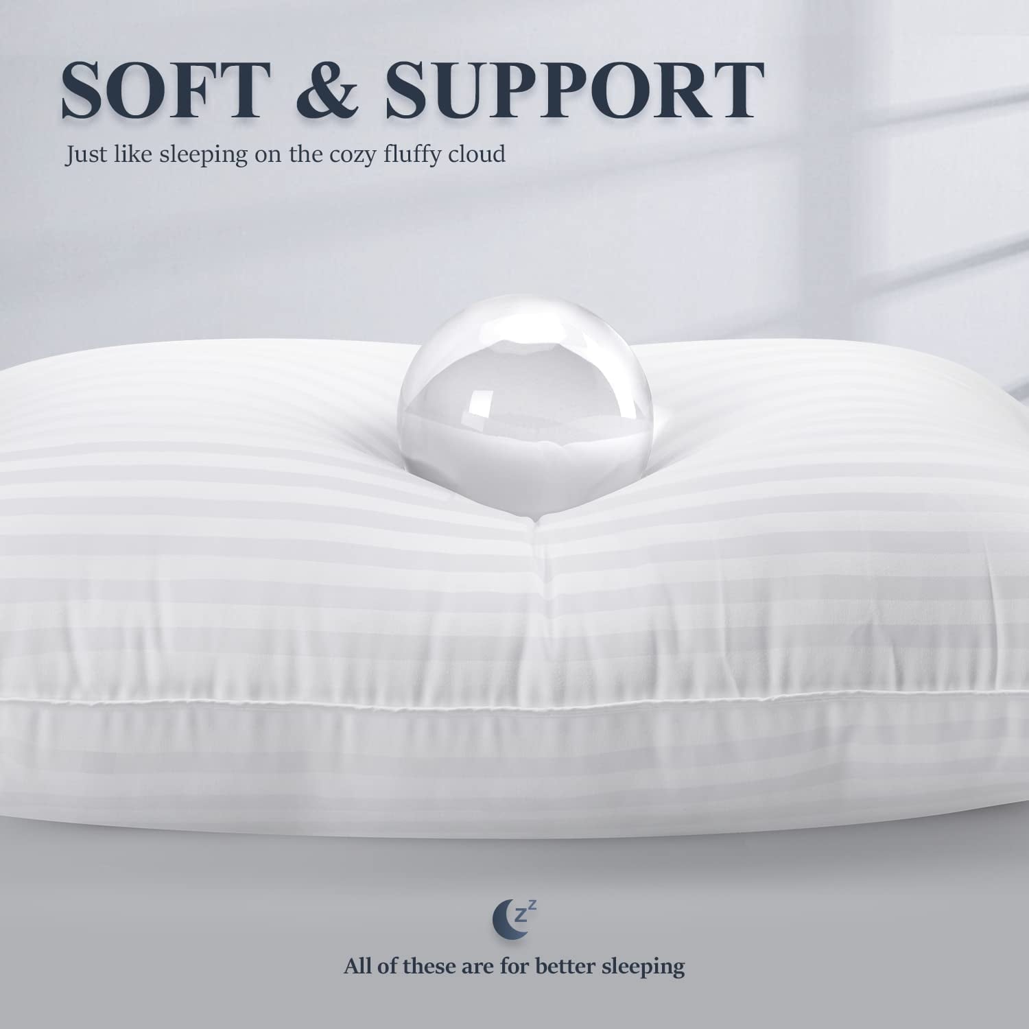 Fluffy Shredded Bed Pillows 2-Pack Queen Size Luxury Hotel Pillow for Side and Back Sleeper Pillows for Bed with Cooling Cover - Ergonomic Memory Foam Pillow for Neck Pain Support Detail