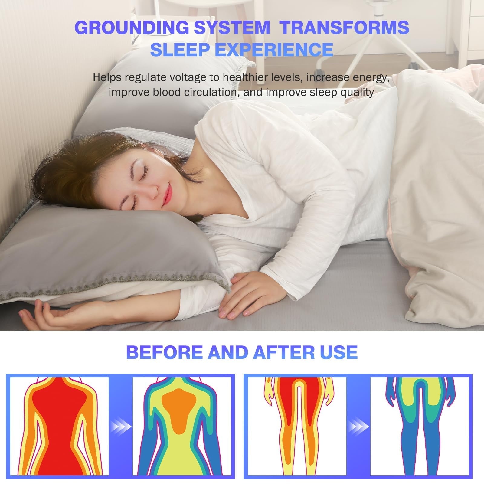 Cooling Sateen Grounding Sheets King Size,Earth Grounded Fitted Bed Sheet 10% Pure Silver Fiber + 90% Organic Cotton, Bed Grounding ... - Breathable Egyptian Cotton Flat & Fitted Sheets Detail
