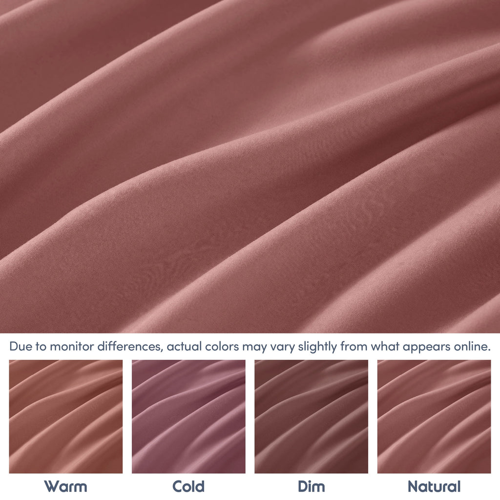 Cooling Sateen Extra Deep Pocket Twin XL Fitted Sheet Only, Fits 18" to 24" Mattress, Soft Microfiber Fitted Bed Sheet, Pink Clay - Breathable Egyptian Cotton Flat & Fitted Sheets Detail