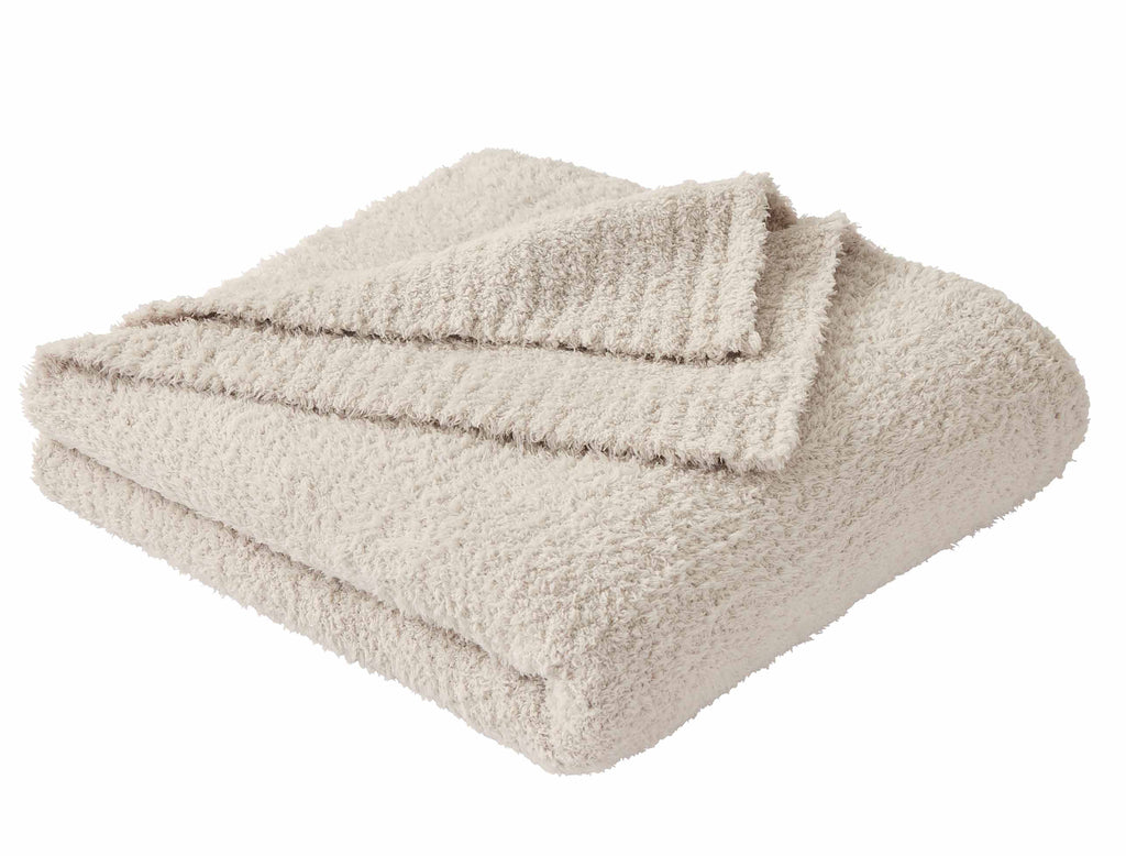 Super Soft Flannel Beige Cozy Knit Throw, 50" x 72" - Cozy Fleece Throw Blanket for Couch & Bed Detail
