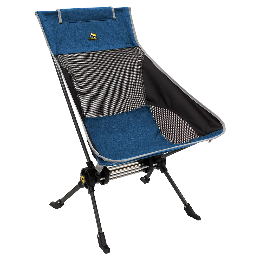 Premium All-Weather ComPack Rocker - Choice 980 - Patented Spring-Action Rocking Chair for Camping - Heathered Royal