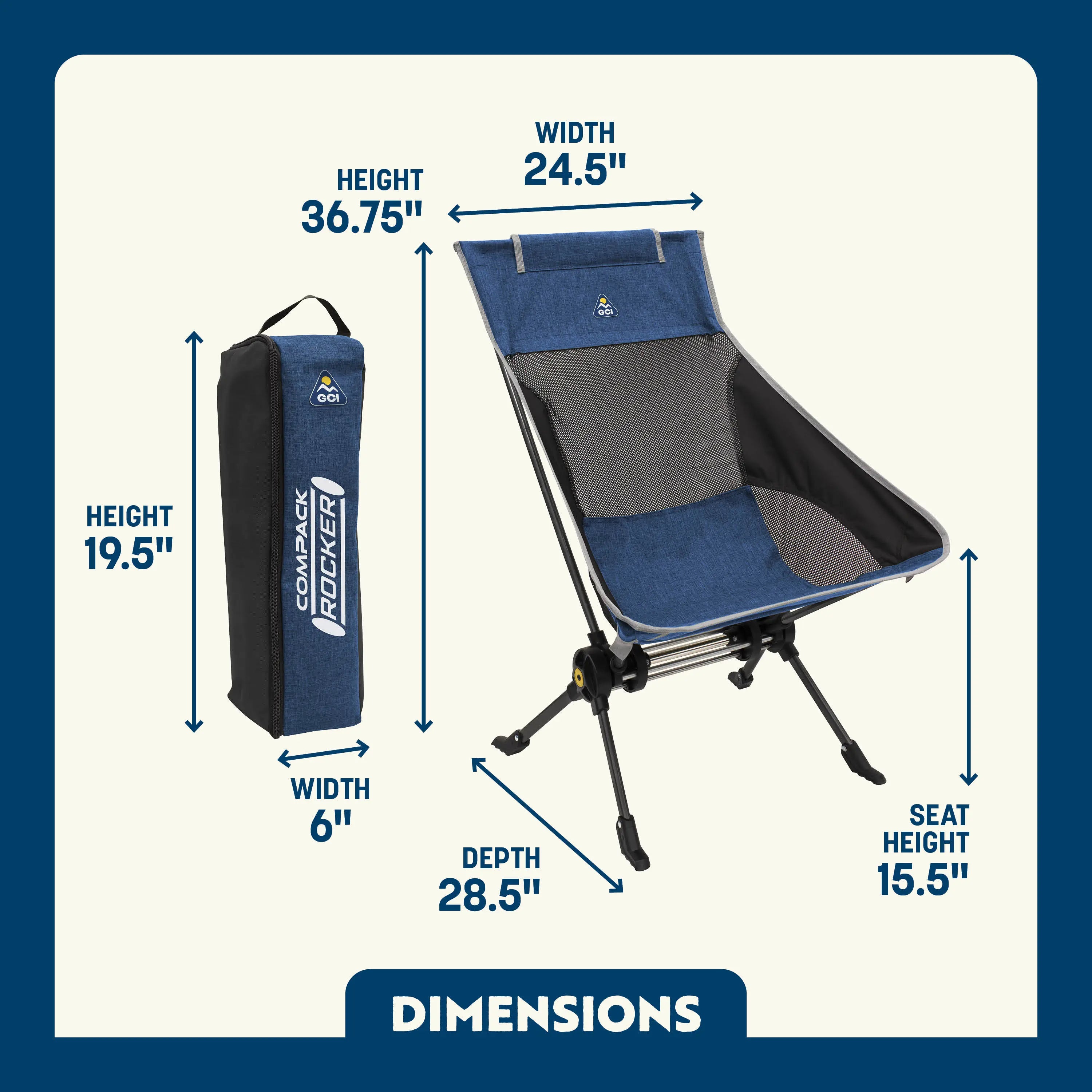 Premium All-Weather ComPack Rocker - Choice 980 - Patented Spring-Action Rocking Chair for Camping Detail