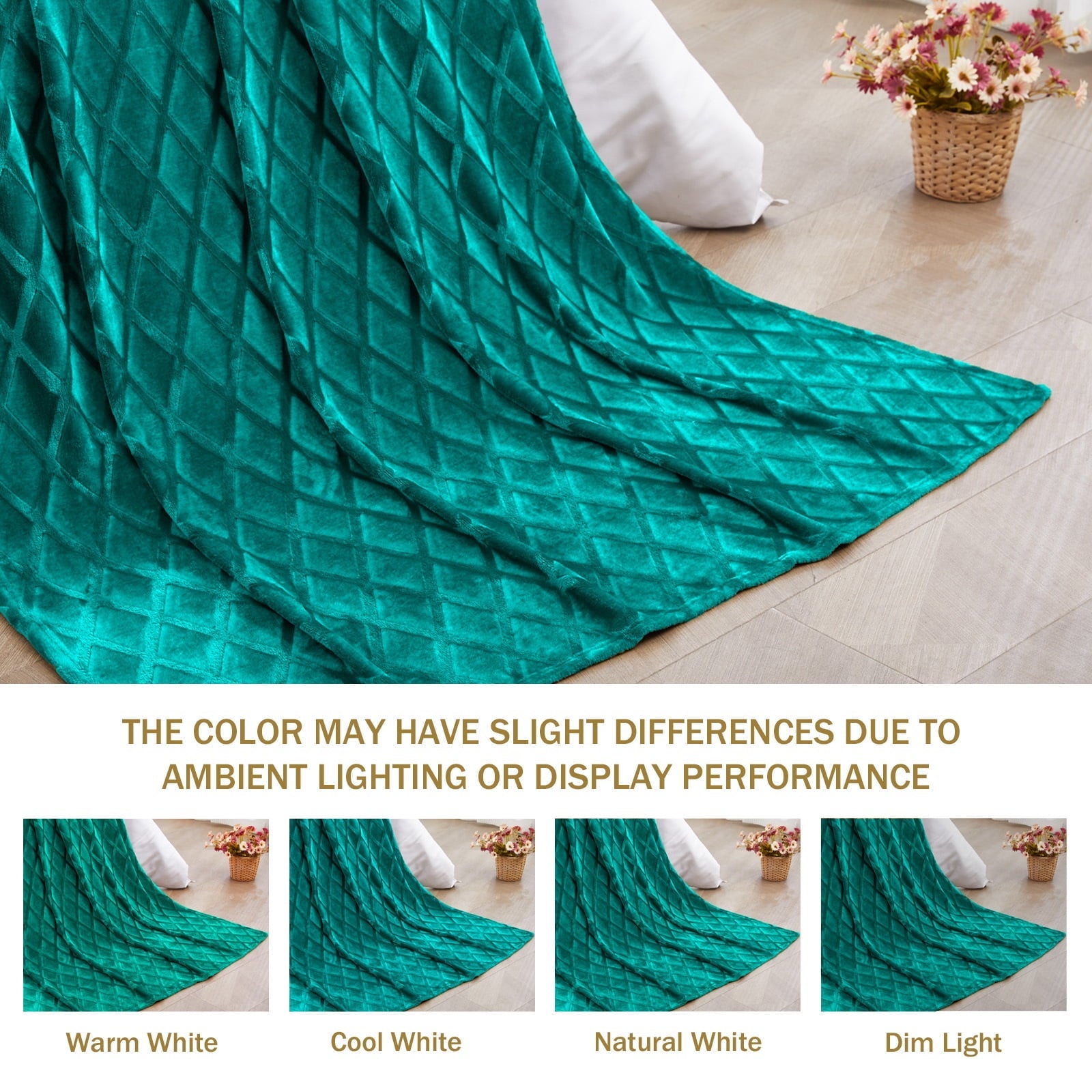 Lightweight Warm Large Soft Throw Blanket for Couch, 50x70 Inches Diamond Geometry Pattern Velvet Fleece Blanket, Cozy, Warm and Light... - Super Soft Reversible Sherpa Flannel Blanket Detail