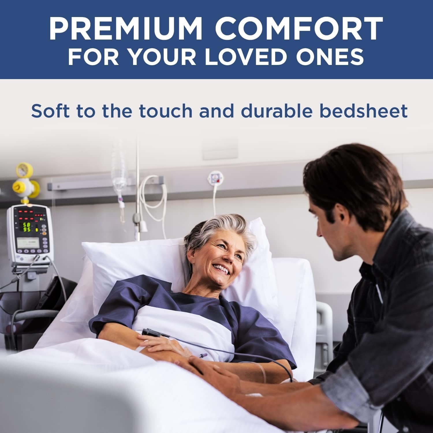 Wrinkle-Resistant 2 Pack Fitted Hospital Bed Sheets with Elastic All Around for a Perfect Fit - Cotton Rich Soft Knitted Jersey Sheet, ... - Cooling Hotel Quality Bedding Sheets and Pillowcases Detail