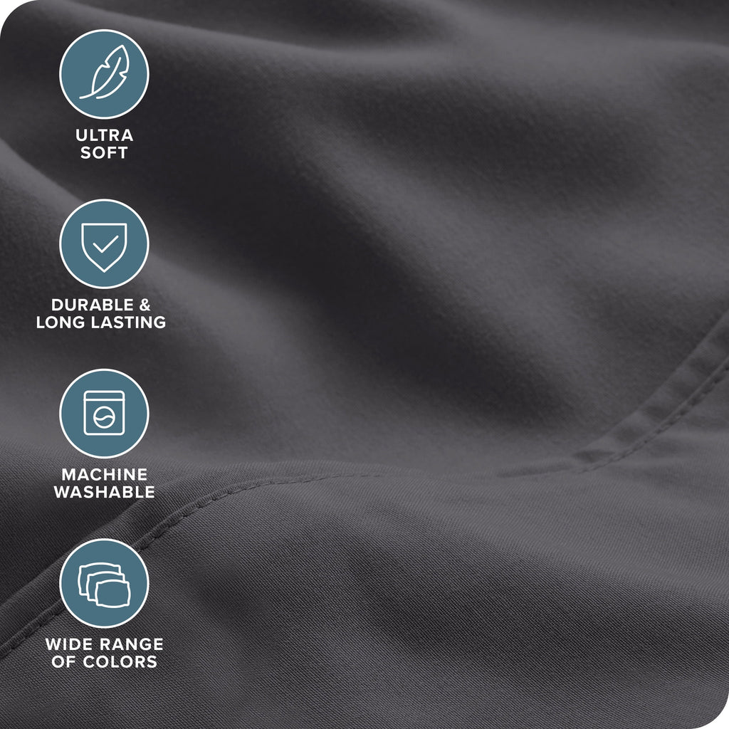 Premium Egyptian Cotton Luxury Bed Sheet Set- 6 Piece - Queen, Gray - Luxury Bed Sheet Set with Deep Pockets Detail