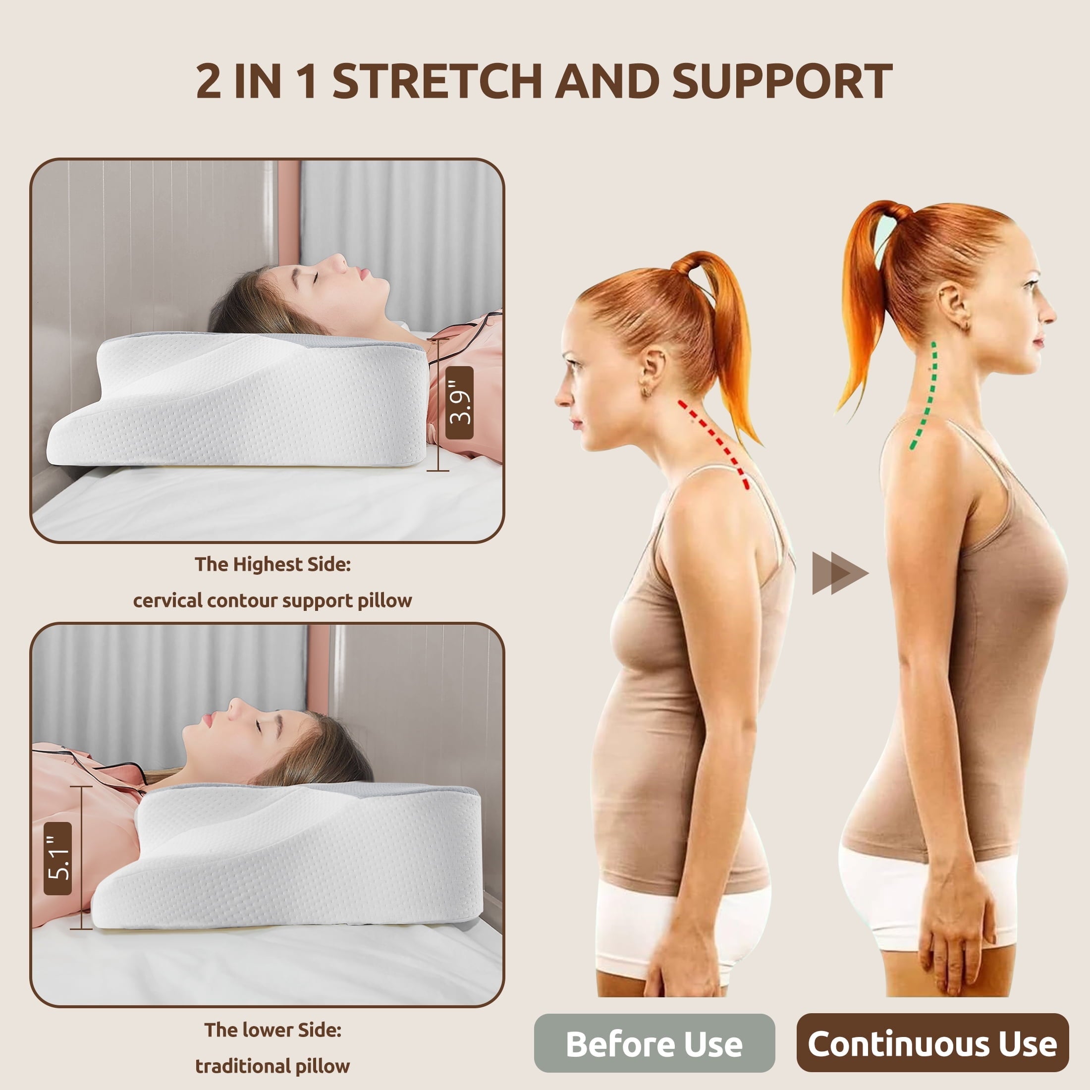 Decorative Plump Memory Foam Pillow for Neck Pain Relief Cervical Sleepers Standard/Queen Gray - Orthopedic Shredded Foam Bed Pillow Set Detail