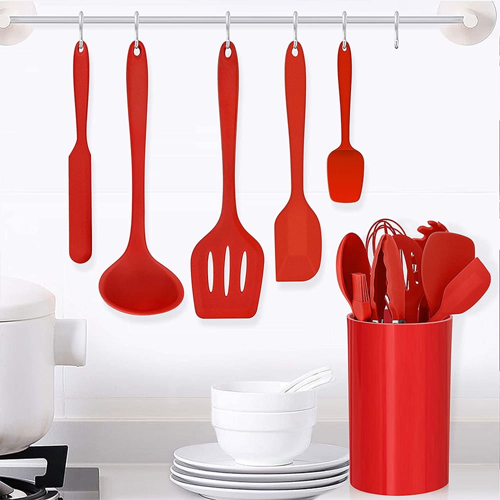 Ergonomic Cooking 14 Pcs Cooking Utensils Set with Holder, Heat Resistant Silicone Kitchen Cookware Utensils Set, Kitchen Cooking Tools... - Durable Turner & Ladle Utensil Set for Home Chefs Detail