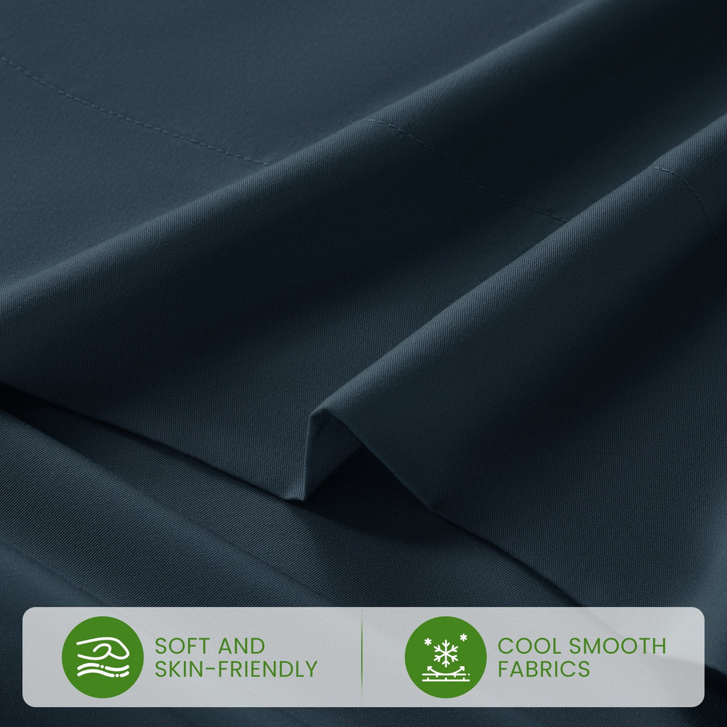 Premium Egyptian Cotton 100% Organic Luxurious Bamboo Sheets, Queen Sheet Set 4-Piece with 16" Deep Pocket, Silky Smooth Luxury Bed Sheets, N... - Luxury Bed Sheet Set with Deep Pockets Detail