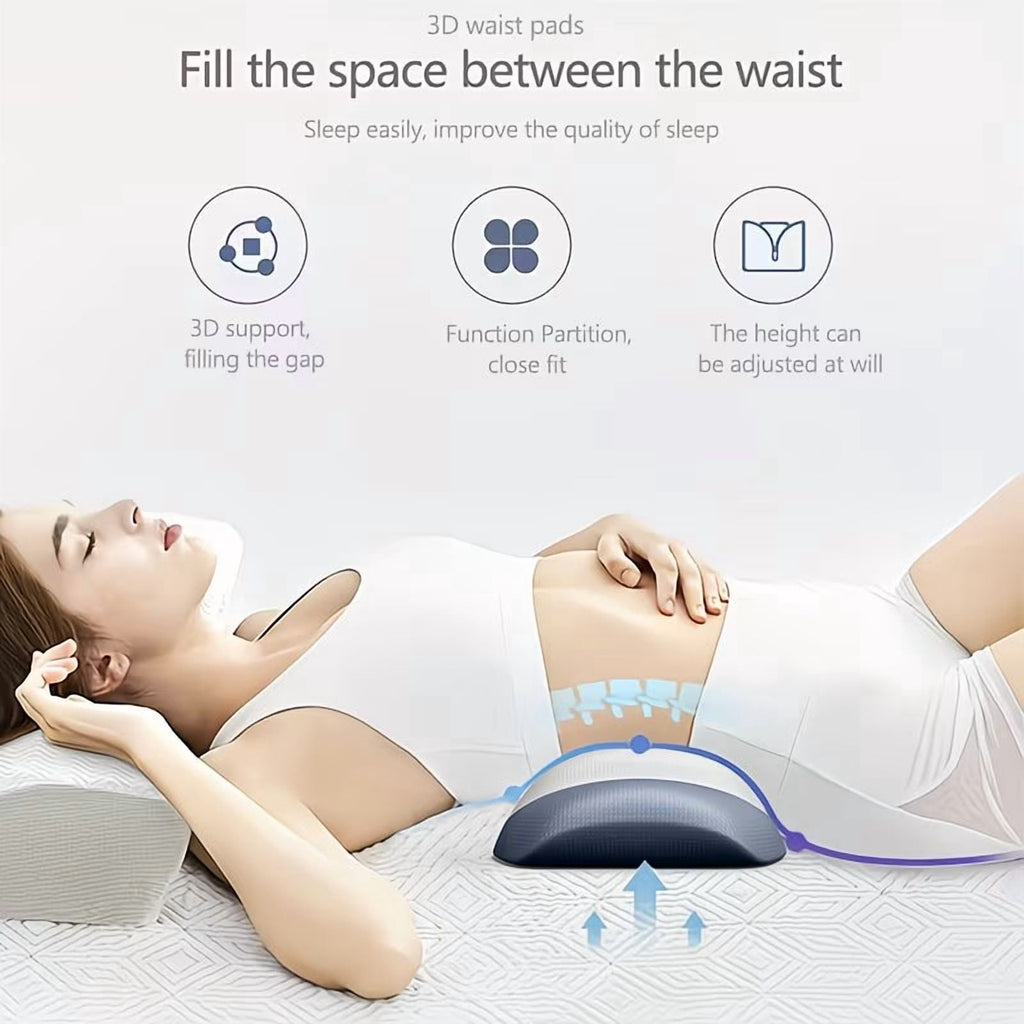 Ergonomic Memory Foam Lumbar Support Pillow for Bed, Memory Foam Ergonomic Lower Back Support Waist Pillow for Side Back and Stomach Sleepe... - Orthopedic Shredded Foam Bed Pillow Set Detail