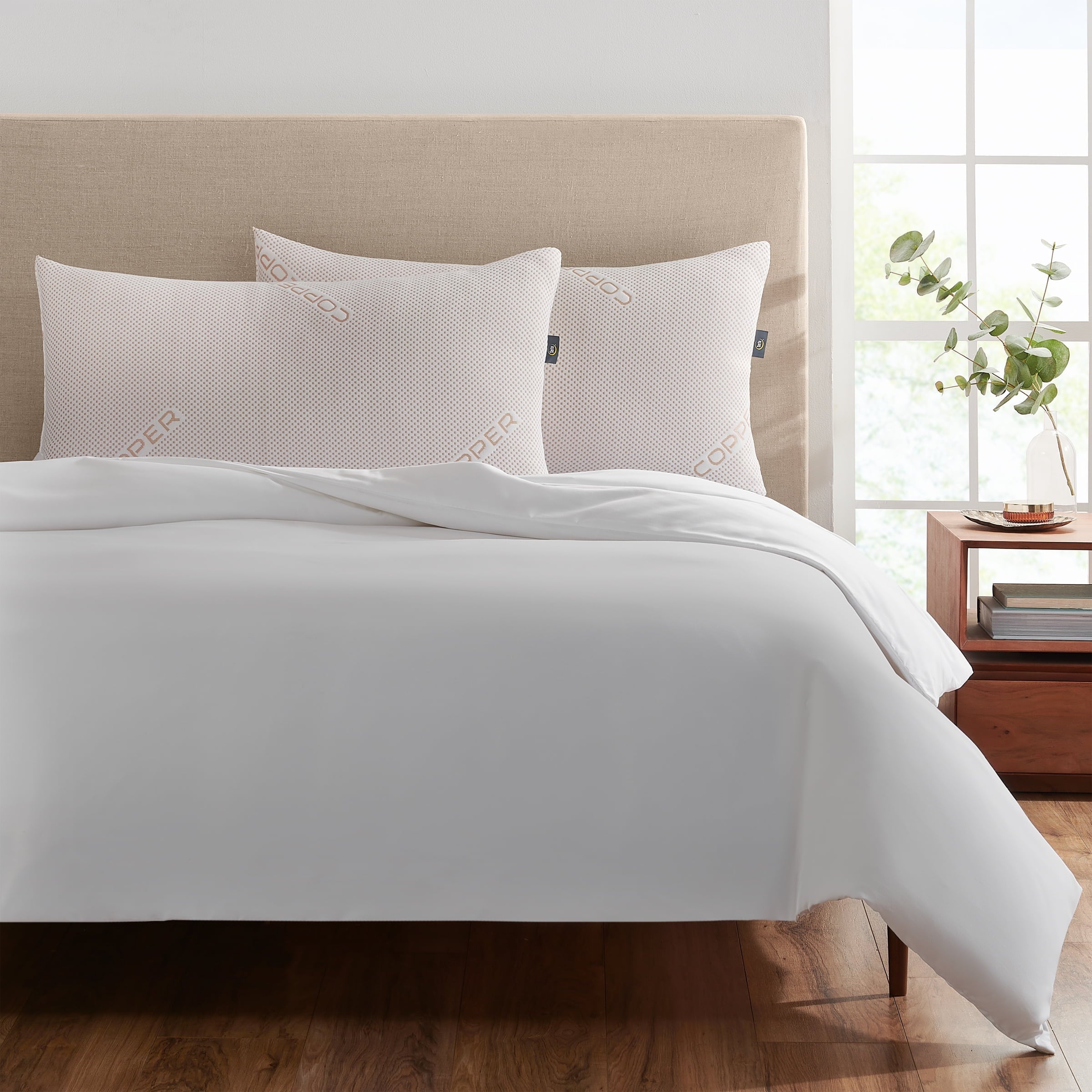 Ergonomic Memory Foam Copperloft King Bed Pillow, 2 Pack, Hypoallergenic - Orthopedic Shredded Foam Bed Pillow Set Detail