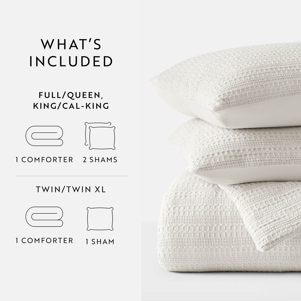 Hypoallergenic Cloud Textured Waffle Comforter Set ins Natural Waffle Comforter Bedding Sets, King/Cal King Size Bedding - Hypoallergenic Ultra-Fluffy Quilt for Winter Detail