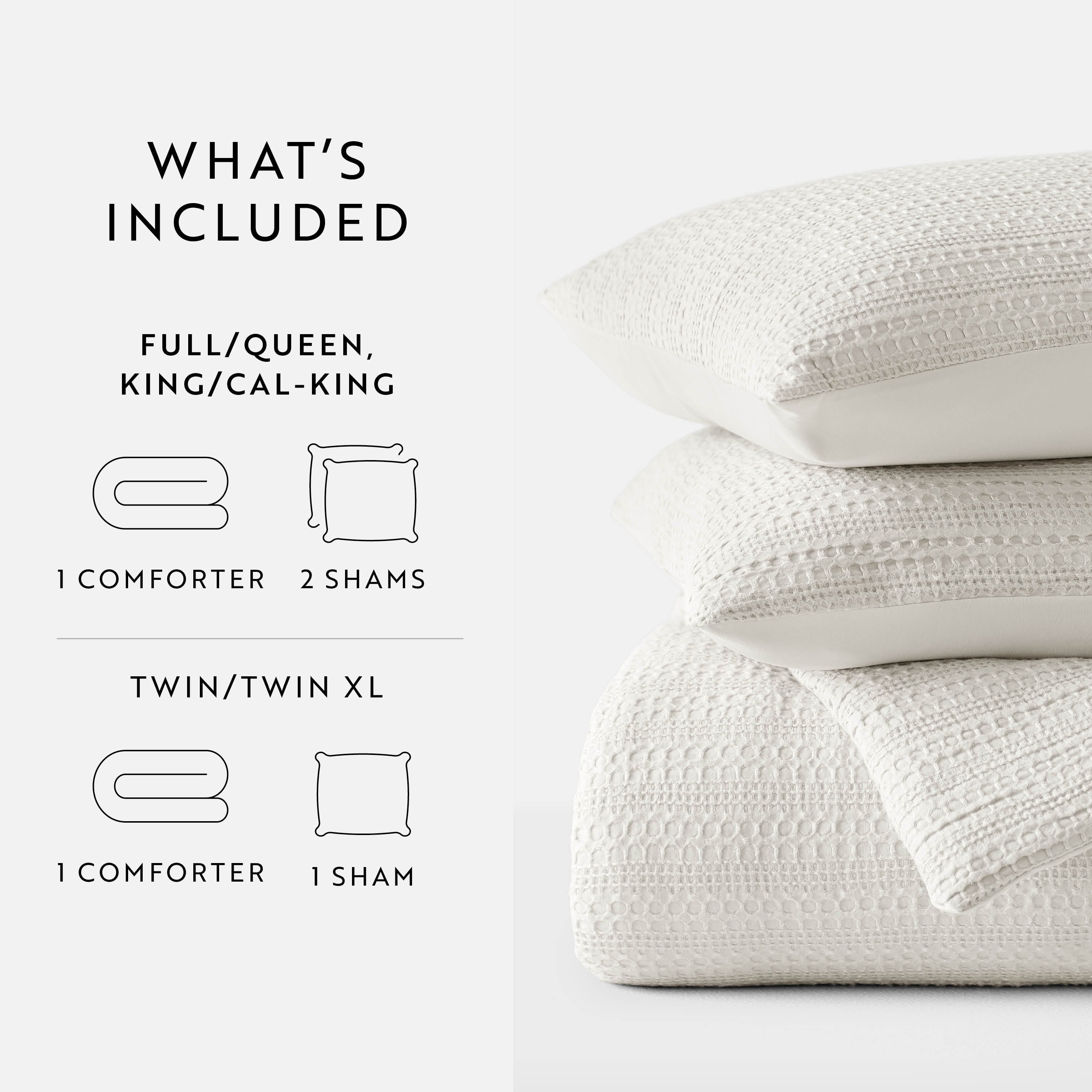 Hypoallergenic Cloud Textured Waffle Comforter Set ins Natural Waffle Comforter Bedding Sets, King/Cal King Size Bedding - Hypoallergenic Ultra-Fluffy Quilt for Winter Detail