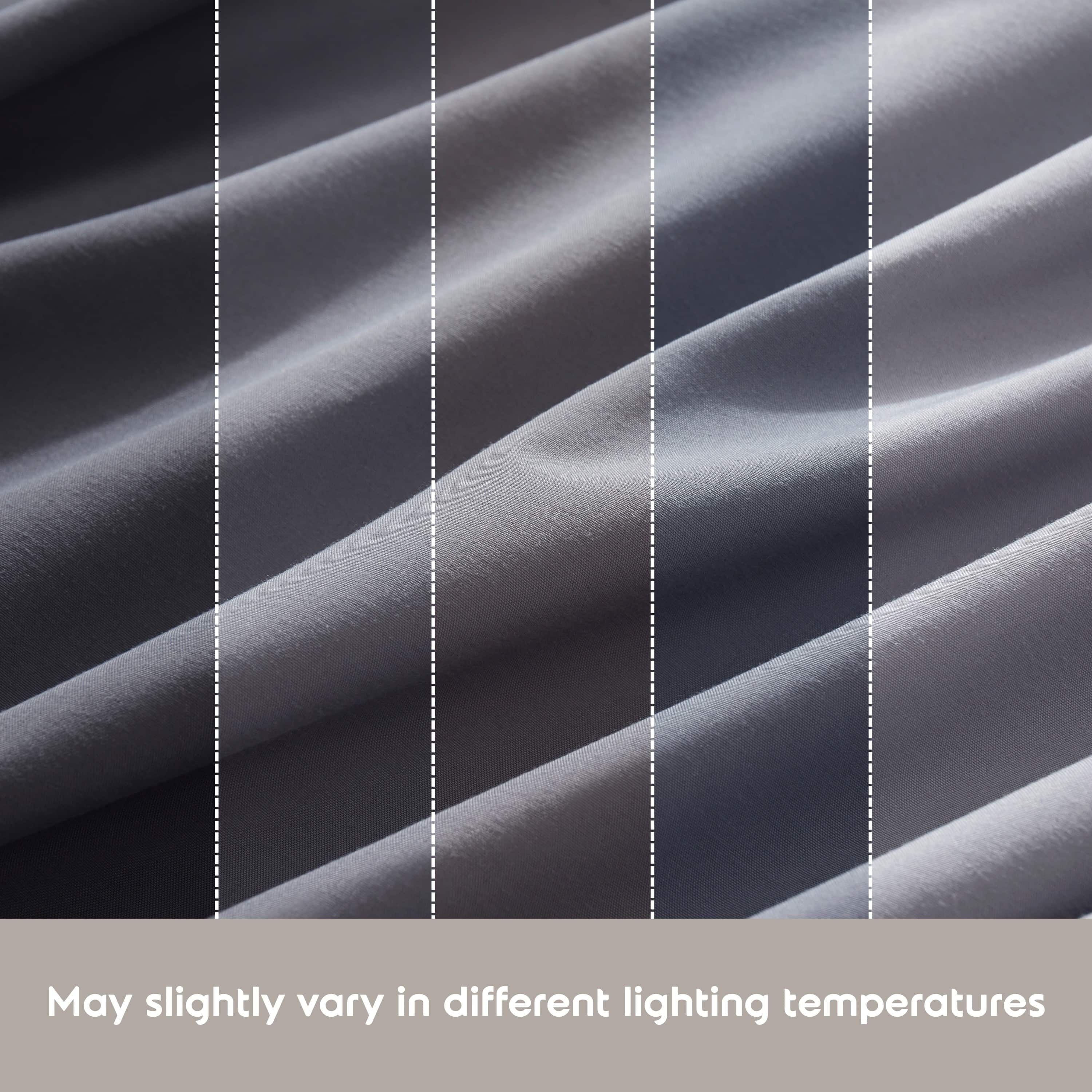 Wrinkle-Resistant Sheet Sets, Deep Pocket 4 Piece, Luxury Soft Microfiber Bed Sheet Sets, GRAY - Breathable Egyptian Cotton Flat & Fitted Sheets Detail