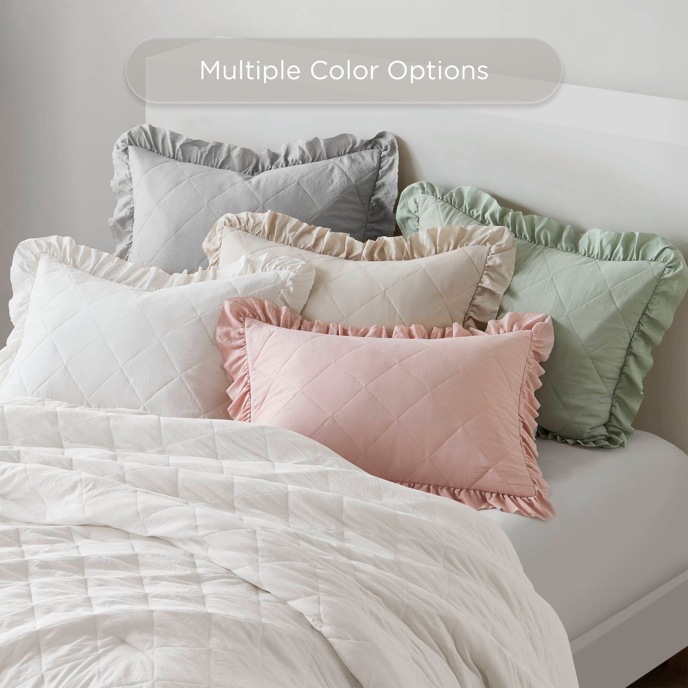 All-Season Full/Queen Comforter Set Sage, 3 Pieces Quilted Ruffle Comforters Full/Queen Size, Solid Bedding Comforters Sets, Gif... - Cloud-Like Soft Lightweight Bed Comforter Detail