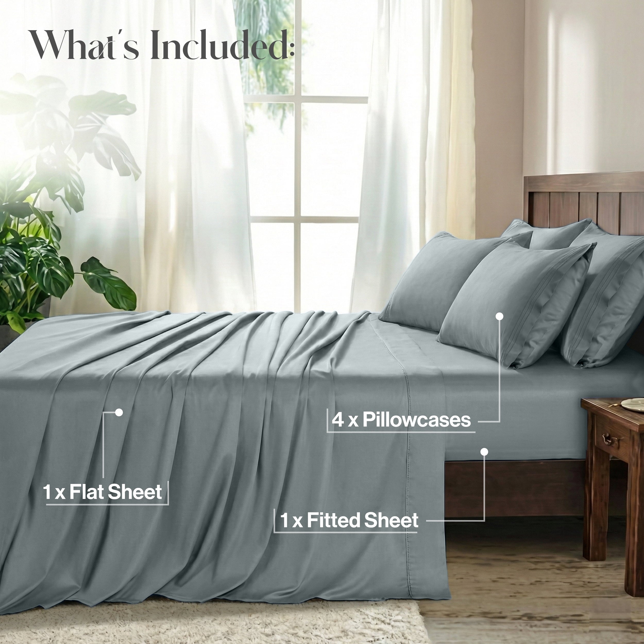 Breathable Luxury Bed Sheets - 6 Piece Ultra-Soft Microfiber Sheets Set, Deep Pocket Fitted Sheet, Flat Sheet & 4 Pillowcases, Breathab... - Premium Ultra-Soft Pillowcase Pair for Sleeping Detail