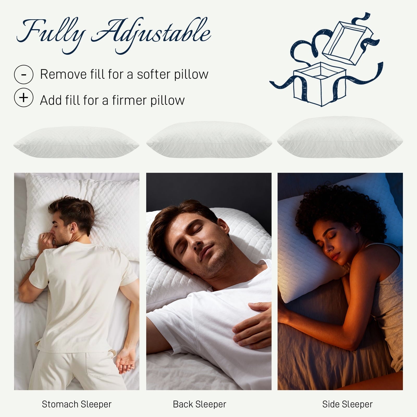 Fluffy Shredded Bed Pillows Cross Cut Memory Foam For Sleeping,Queen Size Bedding Pillow(White), Original Pillow for Sleeping，Adjusta... - Ergonomic Memory Foam Pillow for Neck Pain Support Detail