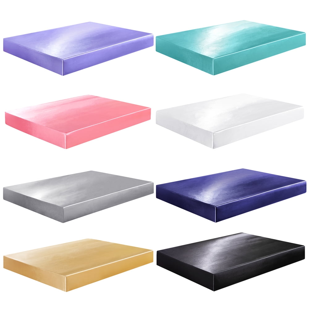 Premium Egyptian Cotton Fitted Sheet Deep Pocket Bed Sheet Satin Silk Sheets Ultra Soft Machine Washable Twin, Navy Blue - Luxury Bed Sheet Set with Deep Pockets Detail