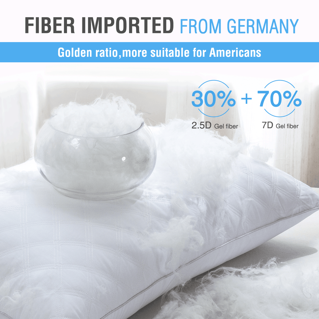 Orthopedic Support Bed Pillows Queen Size Set of 2 Pillows for Bed 2 Pack Cooling Hotel Collection Down Alternative Pillows 20 x 30 inches - Decorative Throw Pillow Cushion for Sofa & Bed Detail