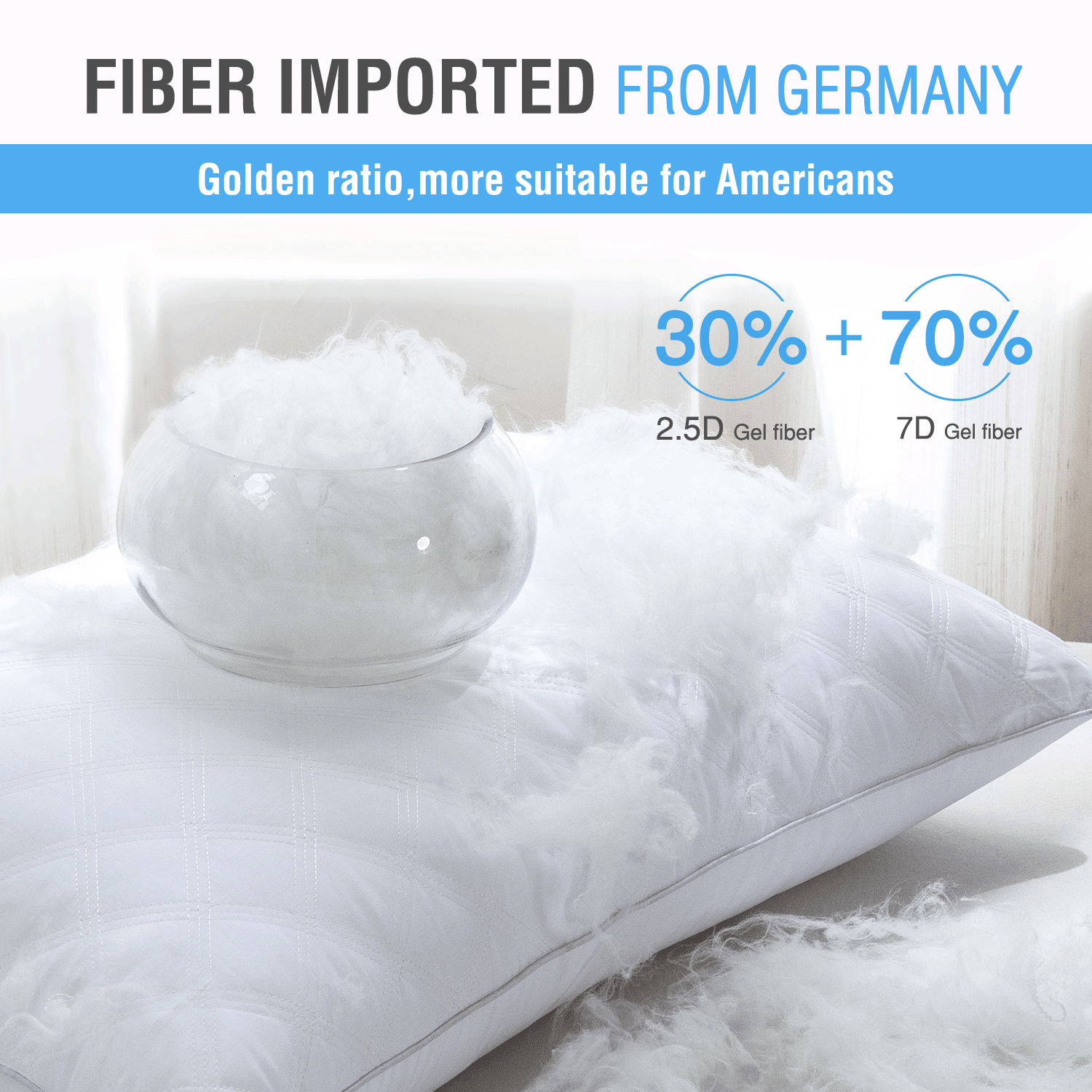 Orthopedic Support Bed Pillows Queen Size Set of 2 Pillows for Bed 2 Pack Cooling Hotel Collection Down Alternative Pillows 20 x 30 inches - Decorative Throw Pillow Cushion for Sofa & Bed Detail