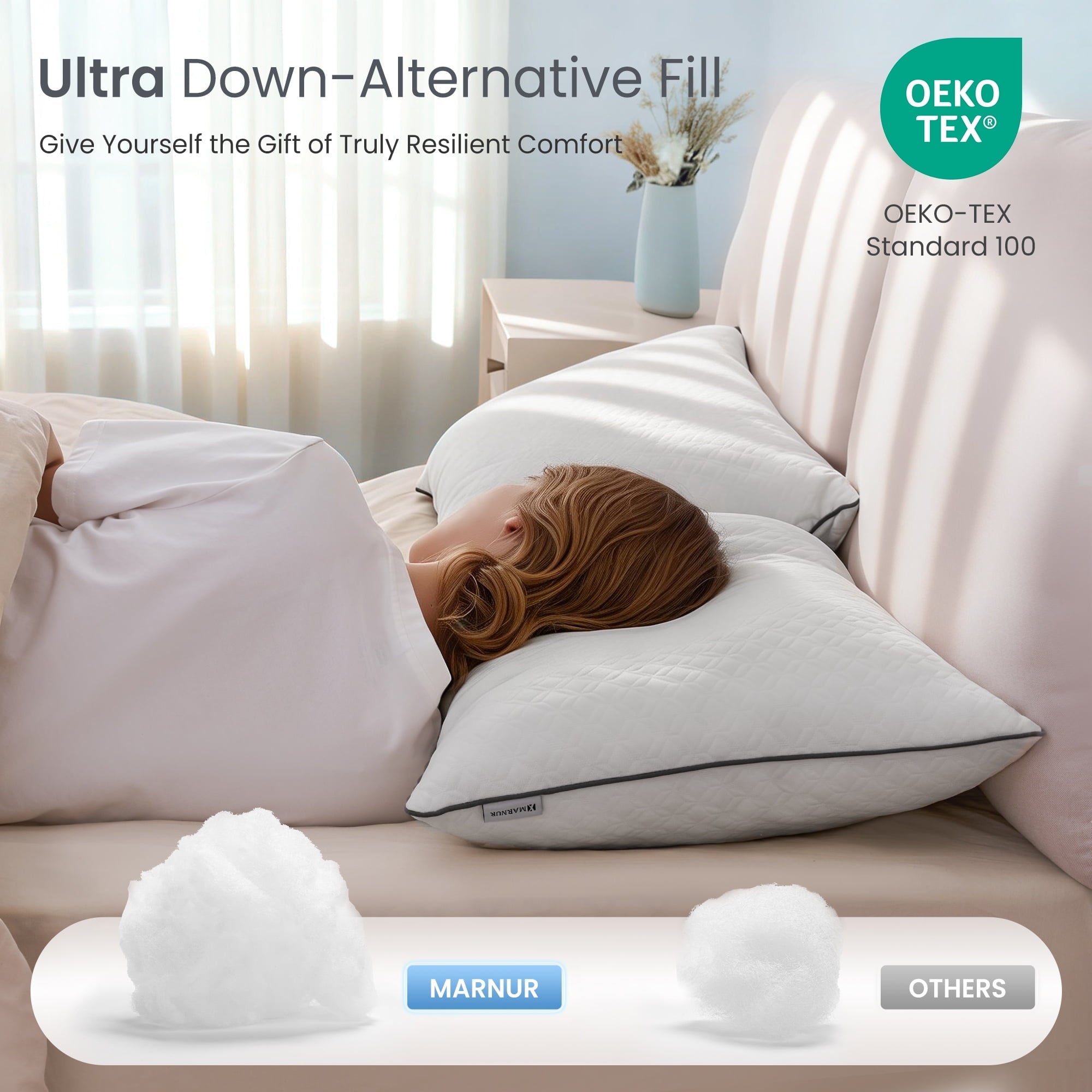 Hotel Collection Bed Pillows Hotel Collection Luxury Down Alternative Pillow for Beds 2 Pack, Medium Support for Side & Back Sleepers ... - Hotel Quality Plush Sleeping Pillows Detail