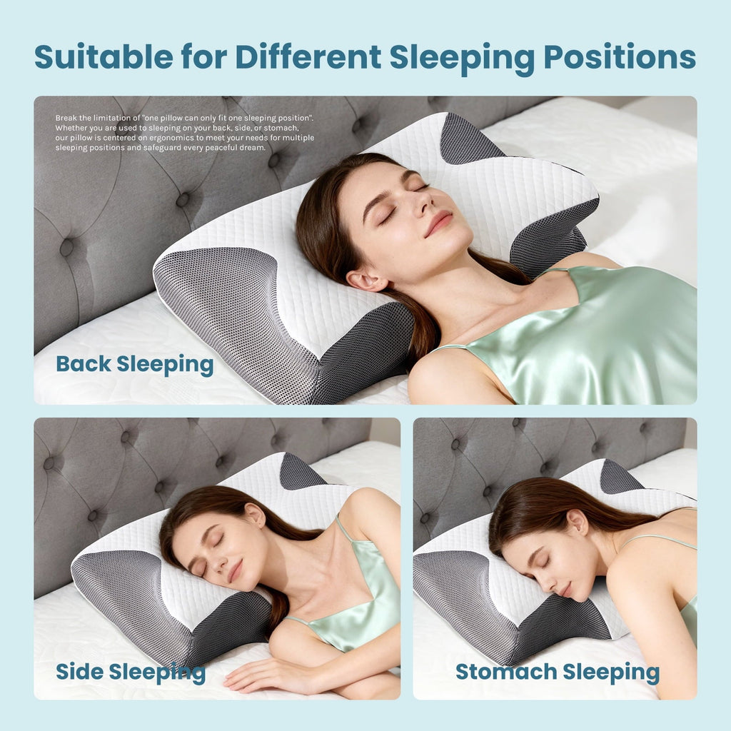 Decorative Plump Cervical Pillow for Pain Relief, Ergonomic Side Sleeper Pillow for Orthopedic Contour Support for Bed Sleeping, Memor... - Decorative Throw Pillow Cushion for Sofa & Bed Detail