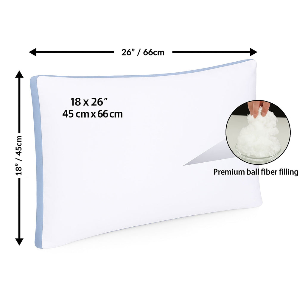Hotel Collection Gusseted Queen 18x26 Bed Pillows for Sleeping Set of 2 Polycotton White Blue Stripe Comfortable - Decorative Throw Pillow Cushion for Sofa & Bed Detail