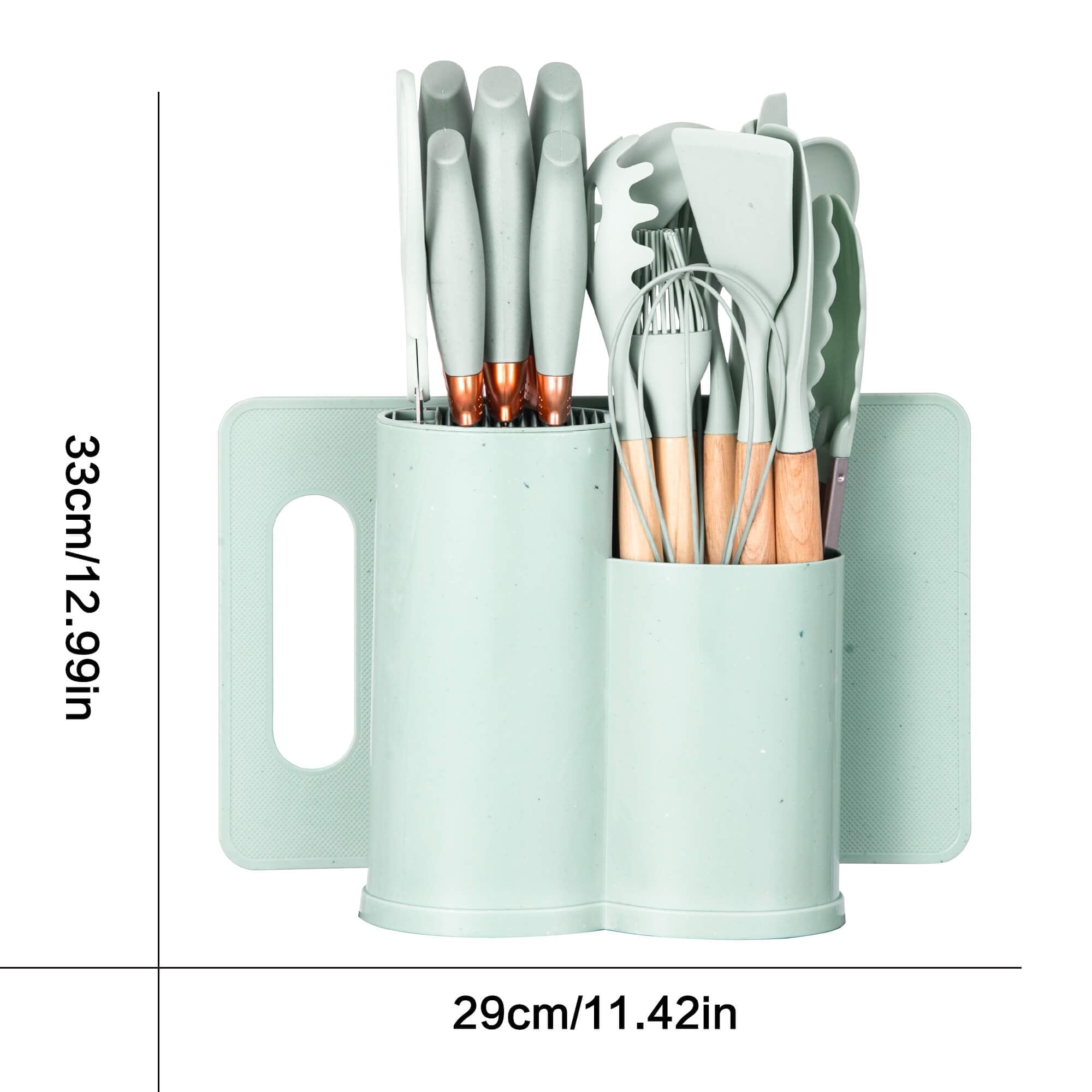 Durable Steel 19pcs Silicone Kitchen Utensil Set, Heat-Resistant Non-Stick Easy Cooking Cleaning Home Light-Green - High-Precision Culinary Tool for Baking & Cooking Detail