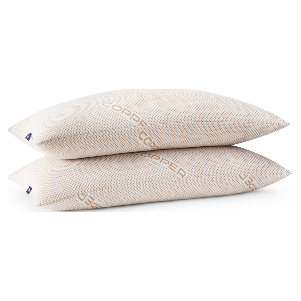 Ergonomic Memory Foam Copperloft King Bed Pillow, 2 Pack, Hypoallergenic - Orthopedic Shredded Foam Bed Pillow Set Detail