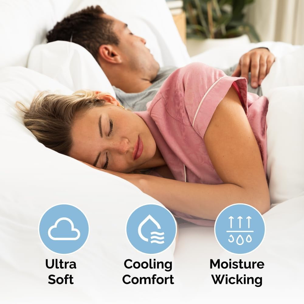 Breathable Luxury 4-Piece Ultra Soft & Comfy Hotel Luxury Sheet Set - Full Size Cooling Bed Sheet Fits 8"-16" Mattresses, White - Luxury Bed Sheet Set with Deep Pockets Detail