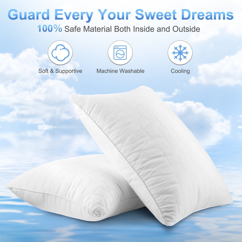 Decorative Plump Bed Pillows for Sleeping 2 pack, King Size Cooling Pillows Hotel Quality with Premium Soft Down Alternative Fill for ... - Decorative Throw Pillow Cushion for Sofa & Bed Detail