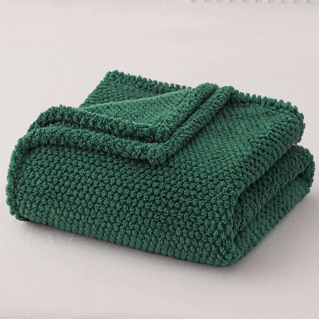 Reversible Sherpa Fuzzy Fleece 50"x70" Throw Blanket for Couch, Fluffy Warm Soft Jacquard Blankets for Fall Winter, Lightweight and Coz... - Lightweight Plush Warm Blanket for All Seasons Detail
