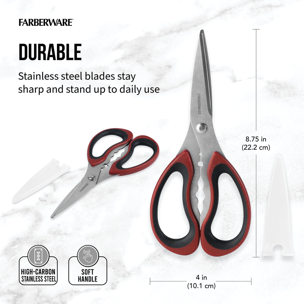 Innovative Stainless Steel Kitchen and Herb Shears with Red and Black Handle - Innovative Kitchen Helper for Modern Cooking Detail