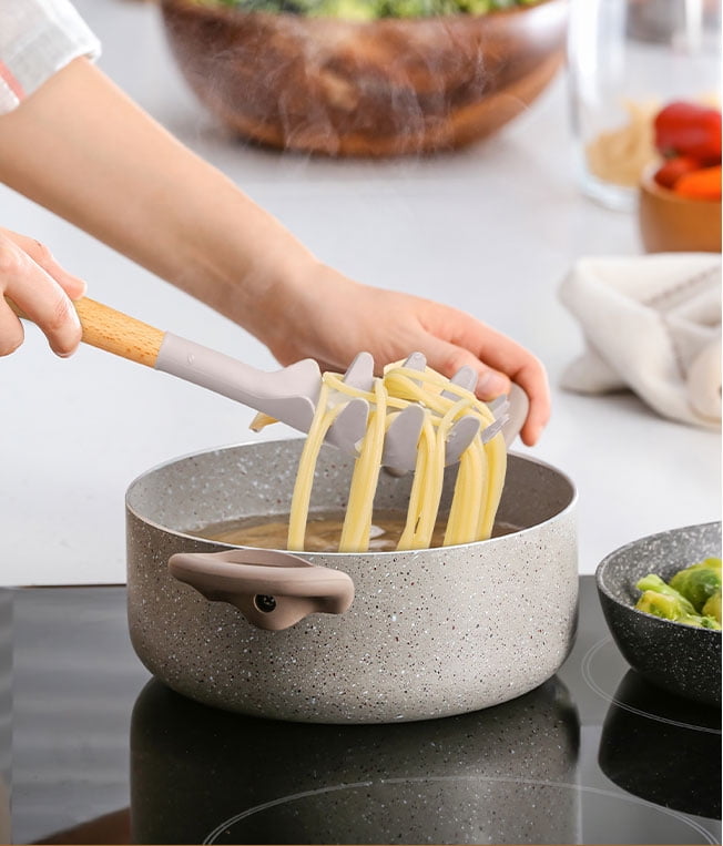 Heat-Resistant Silicone & Bamboo Cooking Utensil Set, 14 Pieces - Ergonomic Kitchen Tongs and Cooking Spoon Utensil Detail