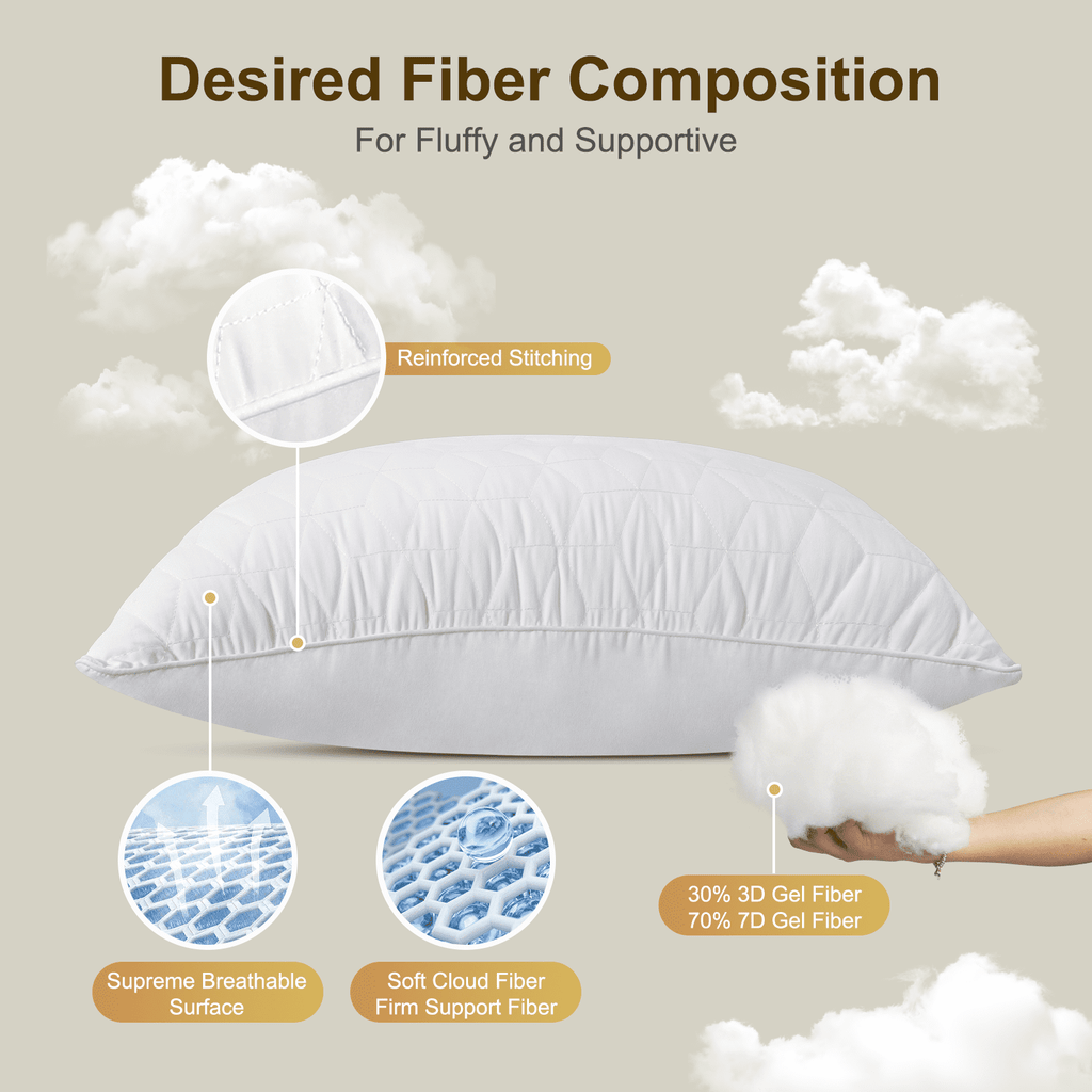 Decorative Plump Bed Pillows Queen Size Set of 2, Hotel Gusseted Pillows for Sleeping, Alternative to Down Pillows, Soft Supportive & ... - Decorative Throw Pillow Cushion for Sofa & Bed Detail