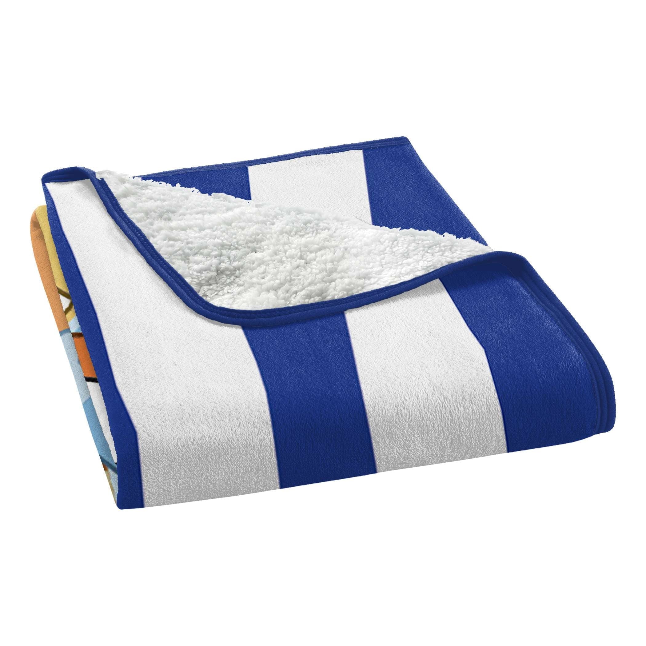 Super Soft Flannel Happy Hugs Kids Silk Touch Throw Blanket with Sherpa Reverse, 46 x 60 inches Blue – Soft Plush Fleece Throw Blanket - Cozy Fleece Throw Blanket for Couch & Bed Detail