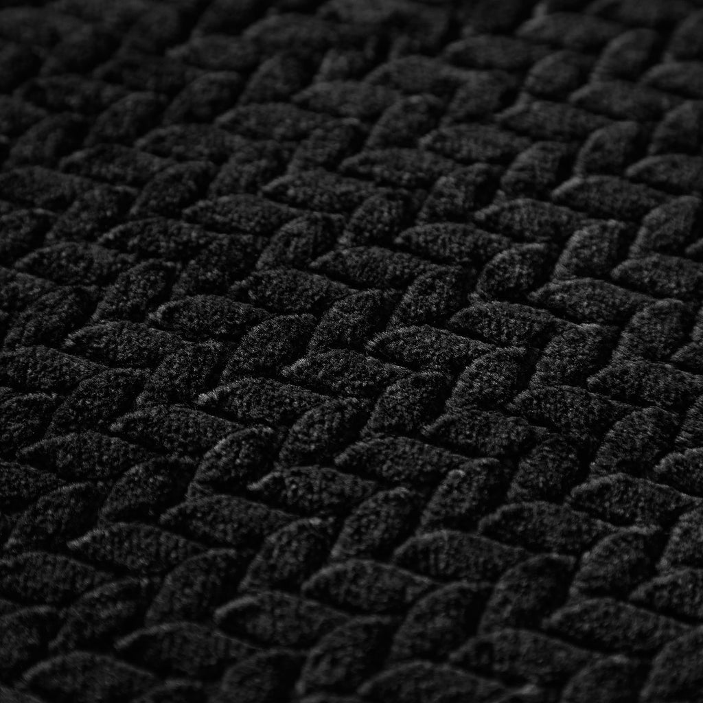 Decorative Knitted Cozy Textured Plush Throw Blanket, Black, 50"x60" All Ages - Luxury Knitted Decorative Throw Blanket with Fringes Detail
