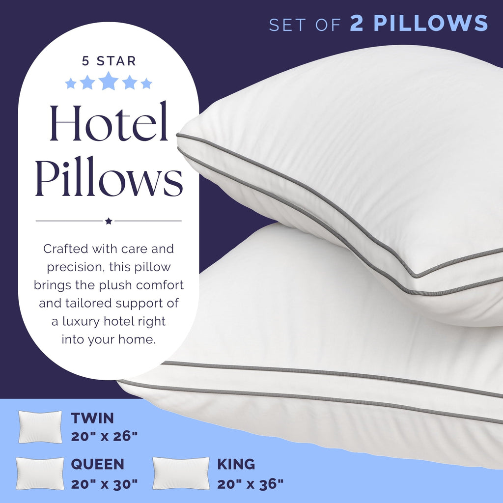 Orthopedic Support Bed Pillows Queen Size Set of 2 - Luxury Down Alternative Pillow - 5 Star Hotel Pillows for Back, Side and Stomach Sl... - Decorative Throw Pillow Cushion for Sofa & Bed Detail