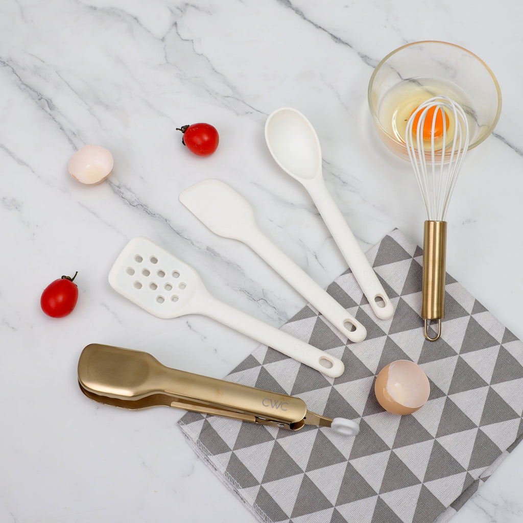 Non-Stick Safe 5-Piece Mini Silicone Utensil Set Durable & Nonstick Safe - Premium Stainless Steel Cooking Utensil for Non-Stick Pots Detail