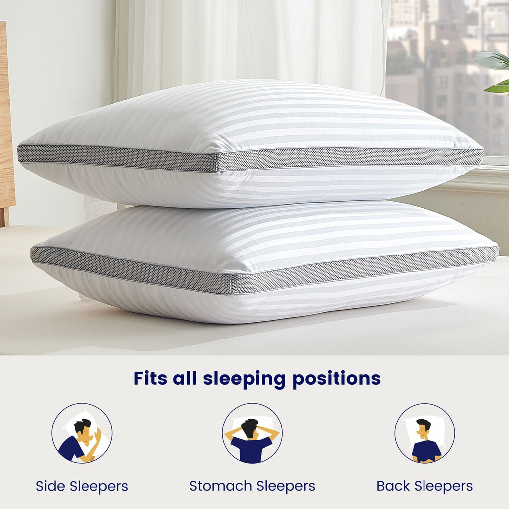 Fluffy Shredded Bed Pillows for Sleeping, Queen Size Set of 2, Sandwich Mesh with Breathable Sides, Premium Medium pillows for Back, ... - Decorative Throw Pillow Cushion for Sofa & Bed Detail