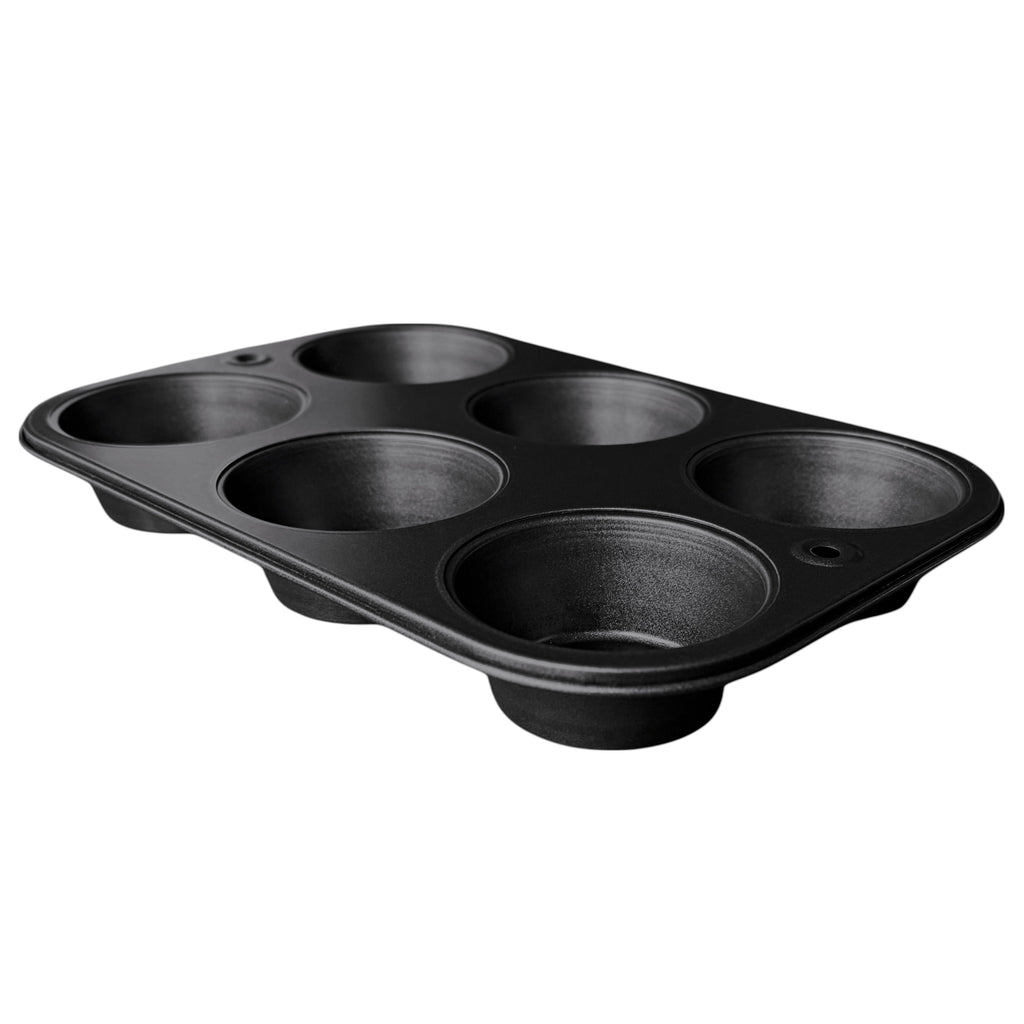 Multi-Functional 6-Cup Nonstick Steel Muffin Pan, 2.9" Cup, Gray, 1 Count - Kitchen Gadget Tool for Quick Food Prep Detail