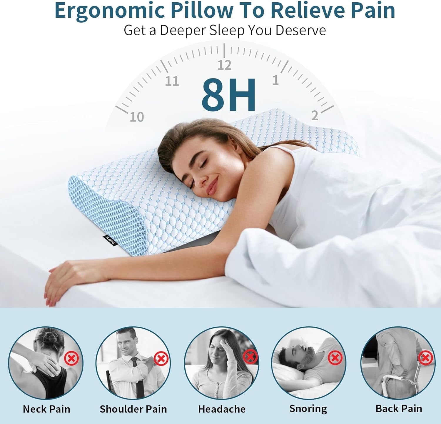 Orthopedic Support for Neck Pain Relief, Contour Memory Foam s for Sleeping, Odorless Ergonomic Adjustable Orthopedic Cooling Bed Neck S... - Ergonomic Memory Foam Pillow for Neck Pain Support Detail