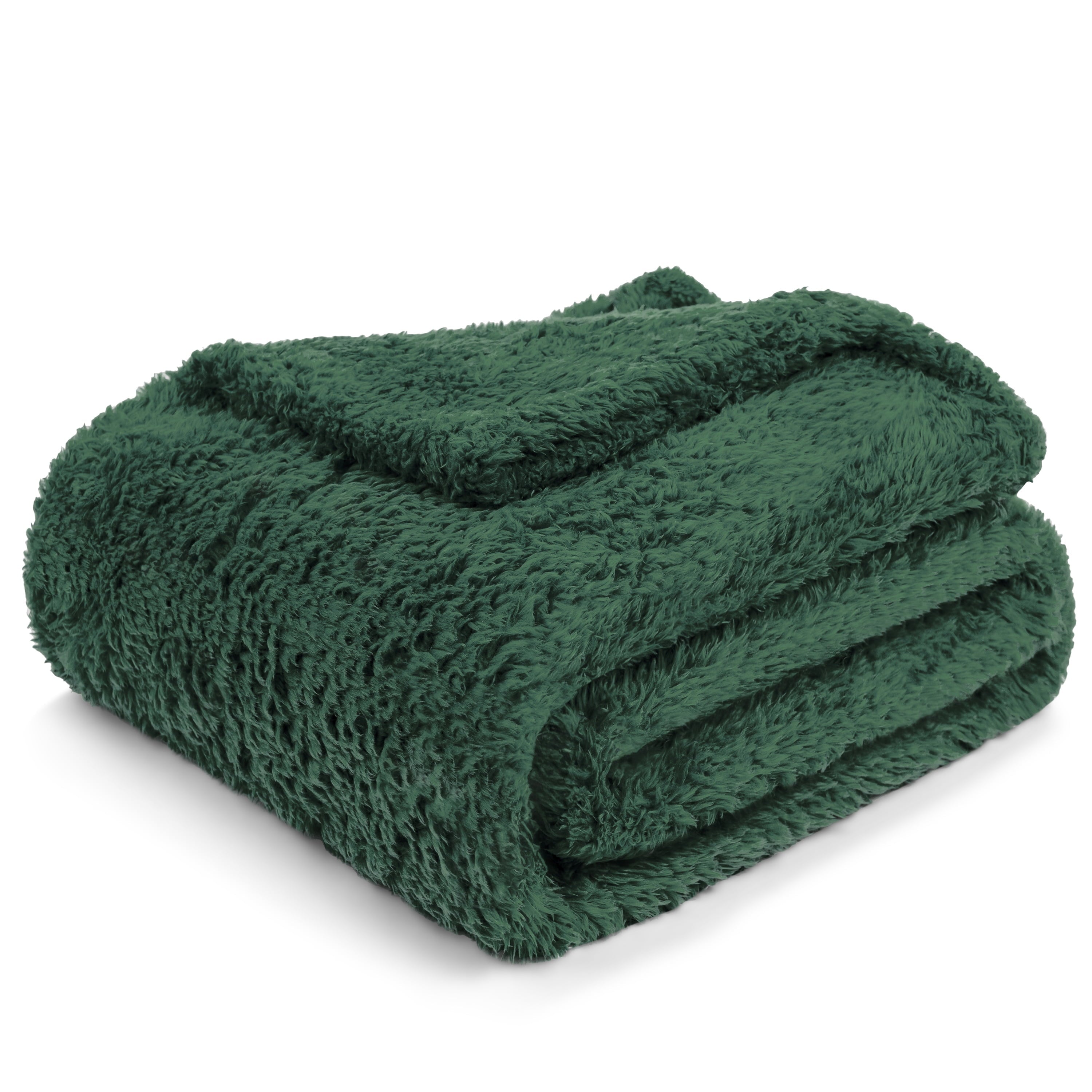 Cozy Fleece Sherpa Throw Blanket For Couch Sofa, Emerald Green Fluffy Warm Plush Blanket for Bed, Cozy Super Soft Lightweight Thr... - Cozy Fleece Throw Blanket for Couch & Bed Detail