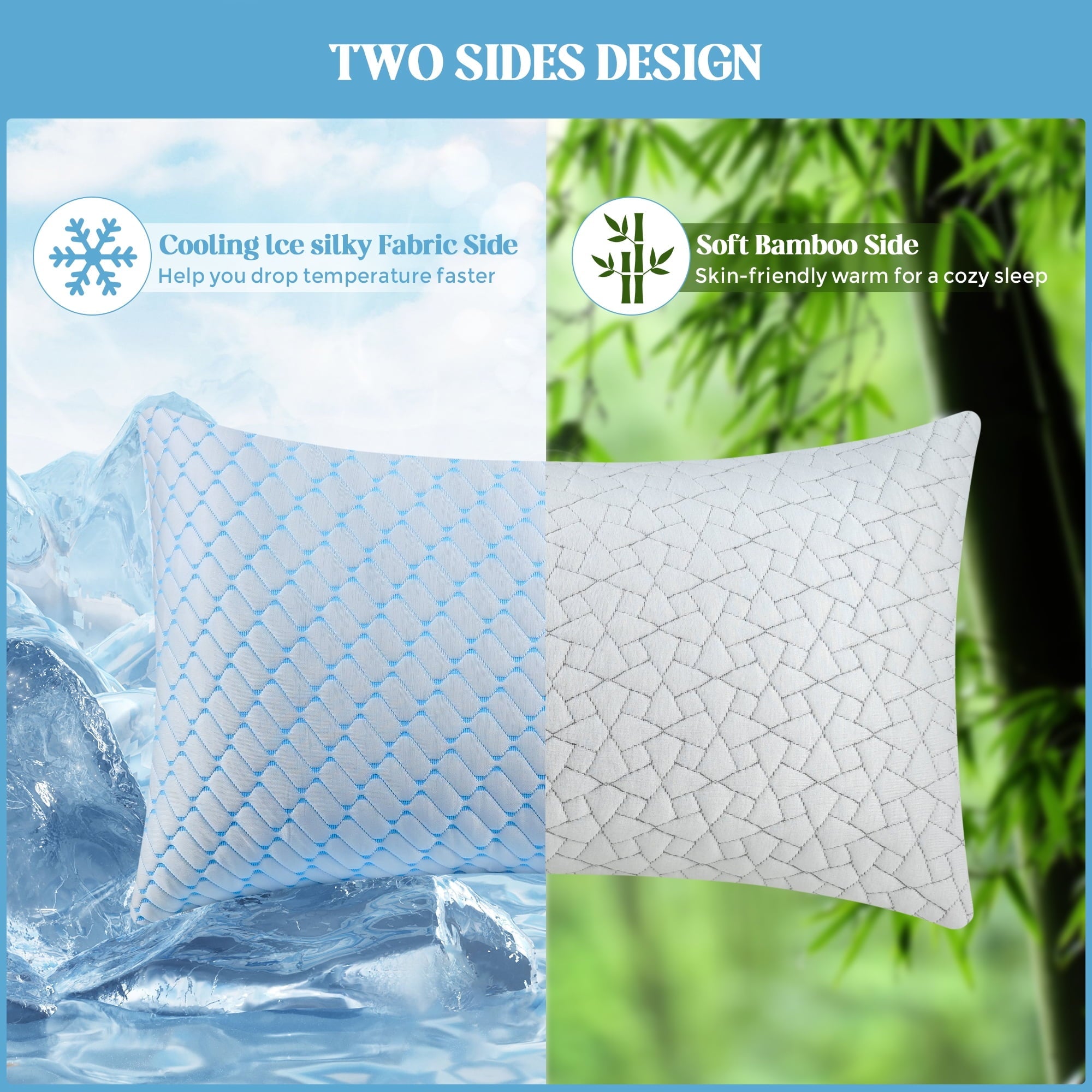 Fluffy Shredded Shredded Memory Foam Pillows Standard Size Set of 2, Regulating Reversible Cooling Pillow Bed Pillow for Bed, Adjusta... - Orthopedic Shredded Foam Bed Pillow Set Detail